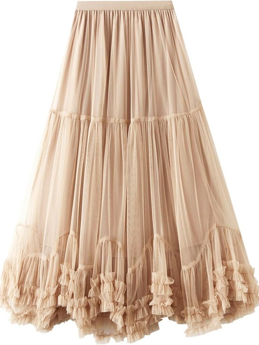 Elegant A-Line Maxi Tulle Skirt | Tiered Mesh Fairy Tutu for Women